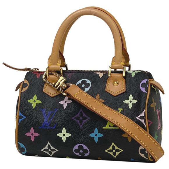 Louis Vuitton Mini Speedy Shoulder Bag Monogram Multicolor Black - Picture 1 of 9